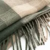 Green checkered scarf for women, warm in autumn and winter, pure cotton, simple, versatile and fashionable accessory Application Scenario